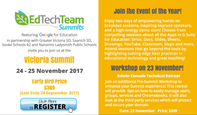 Victoria Google Summit EdTechTeam GAFE SD61 2017 November 24-25
